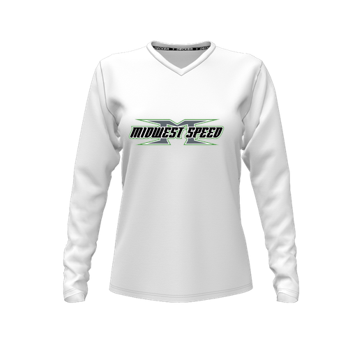 [FTLVPTWH-FYXS-LOGO1] Decker Performance T-Shirt (Female Youth XS, White, V Neck, Logo 1, Long Sleeve)
