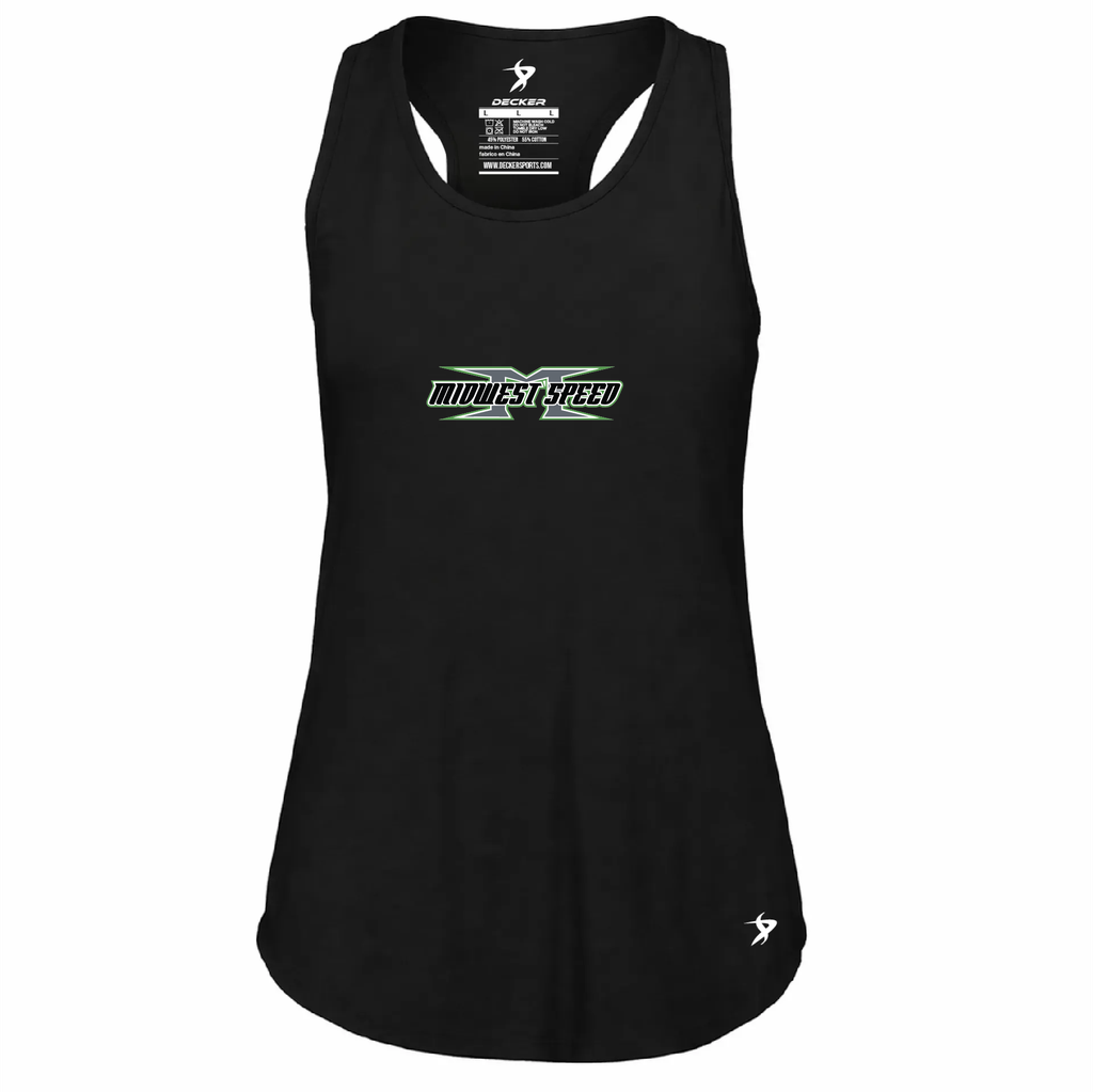 [FT0TUBBK-FAXS-LOGO1] Decker Women's Tri-Blend Tank Top (Black, Female Adult XS)
