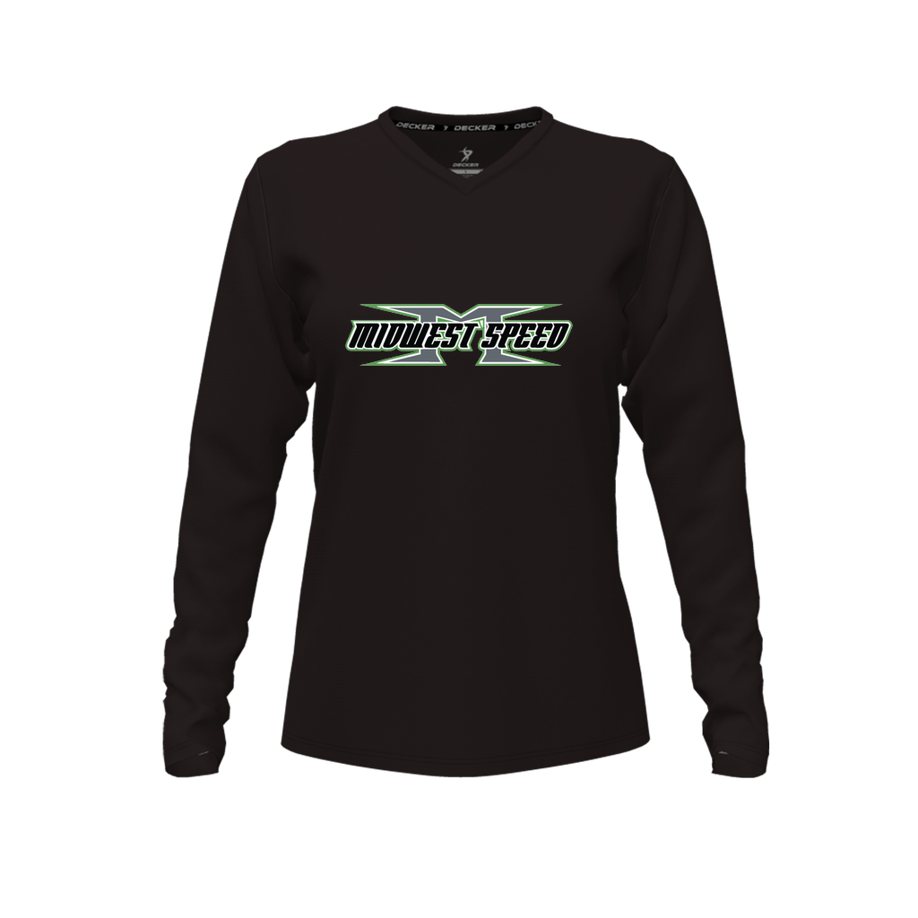 [CUS-DFW-TEES-CMF-VNK-LSL-BLK-FYXS-LOGO1] Decker Comfort T-Shirt (Female Youth XS, Black, Crew Neck, Long Sleeve, Logo 1)